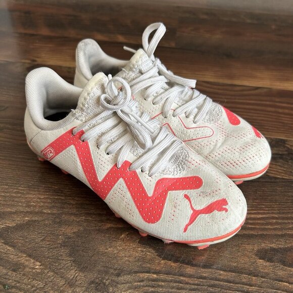 Puma Kids Future Play FG Soccer Cleats Size 12 White Pink Slip On Lace Up GUC - Picture 4 of 10